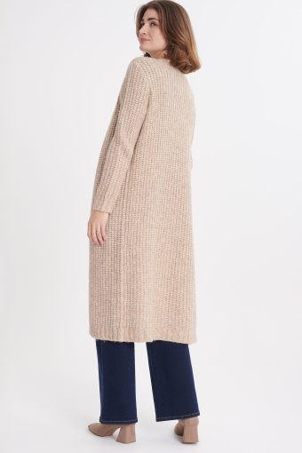 Długi beżowy kardigan oversize