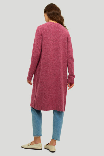 Długi, różowy kardigan