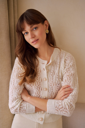 Ażurowy kardigan w kolorze ecru