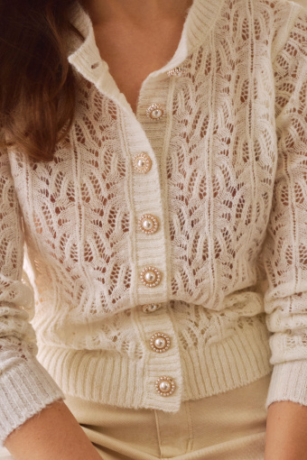 Ażurowy kardigan w kolorze ecru