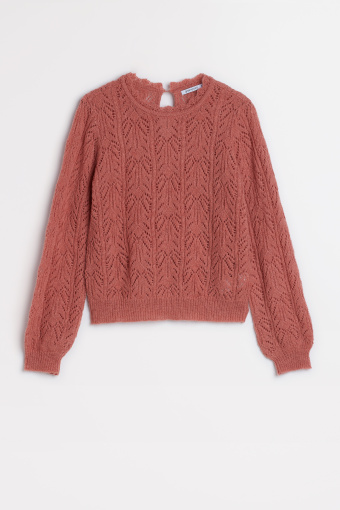 Sweter ażurowy coral