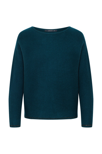 Sweter o luźnym kroju w drobny prążek