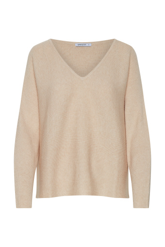 Wiskozowy, beżowy sweter o luźnym fasonie