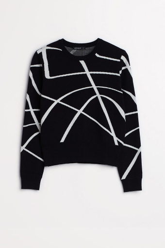 Czarny sweter z kontrastowym nadrukiem