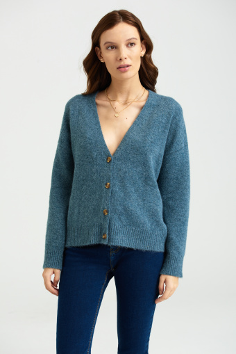 Luźny, miękki zapinany kardigan Luźny, miękki zapinany kardigan