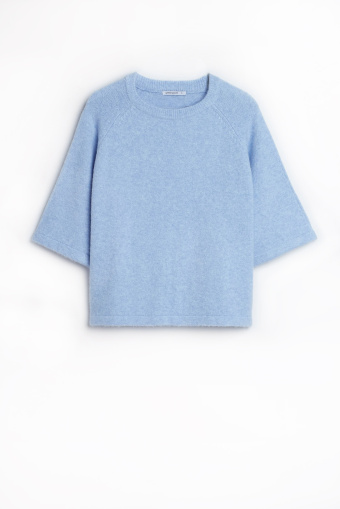 Lekki sweter z krótki rękawem, kolor baby blue Lekki sweter z krótki rękawem, kolor baby blue