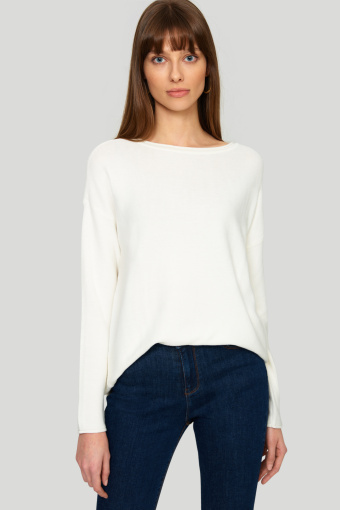 Wiskozowy sweter z troczkiem