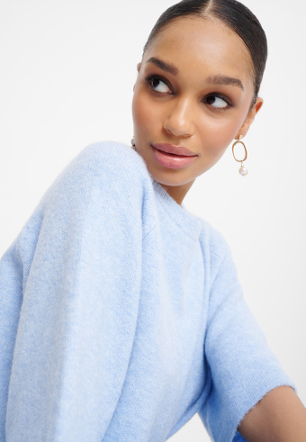 Lekki sweter z krótki rękawem, kolor baby blue Lekki sweter z krótki rękawem, kolor baby blue