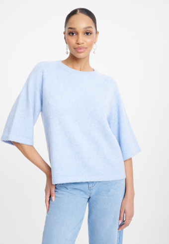 Lekki sweter z krótki rękawem, kolor baby blue Lekki sweter z krótki rękawem, kolor baby blue