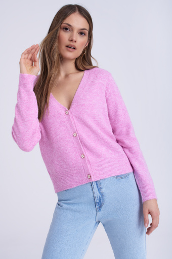 Dzianinowy różowy kardigan Dzianinowy różowy kardigan