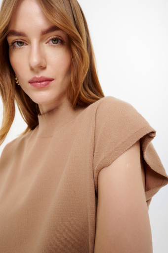 Luźny sweter z krótkim rękawem beż Luźny sweter z krótkim rękawem beż