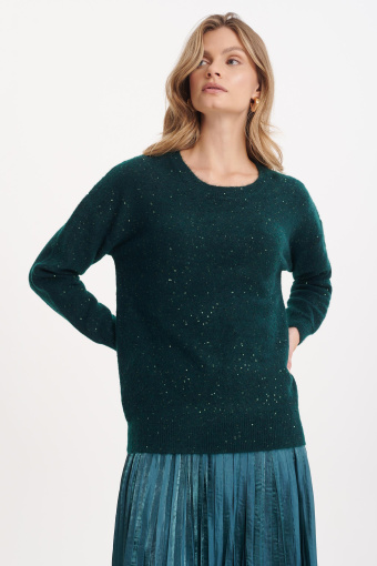 Ciemnozielony sweter z cekinami
