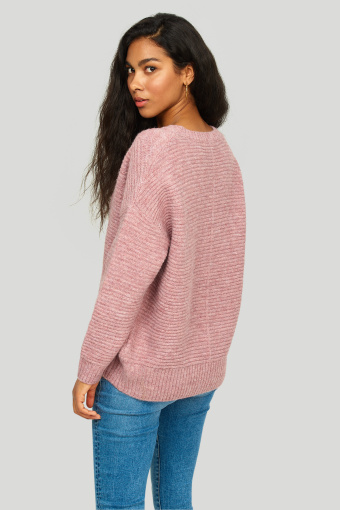 Sweter o luźnym kroju, różowy