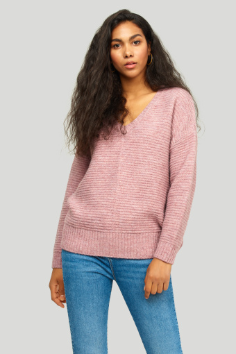 Sweter o luźnym kroju, różowy