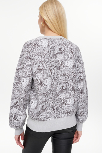 Szary sweter z nadrukiem paisley