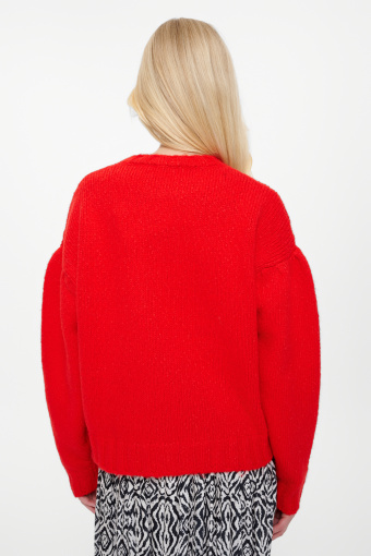 Czerwony sweter z baloniastym rękawem