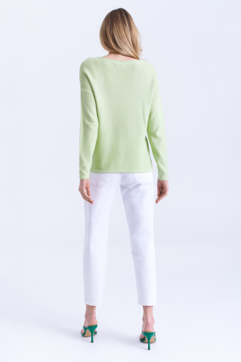 Limonkowy sweter z troczkiem