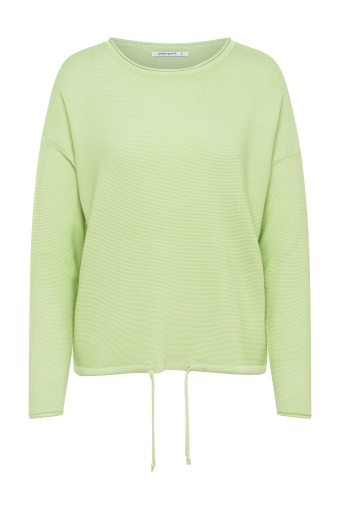 Limonkowy sweter z troczkiem