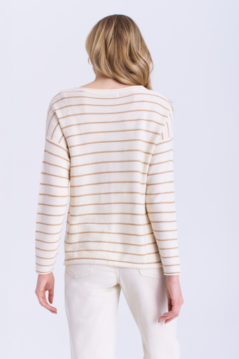Jasnobeżowy sweter w paski Jasnobeżowy sweter w paski