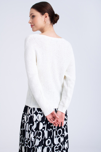 Kremowy, prosty sweter