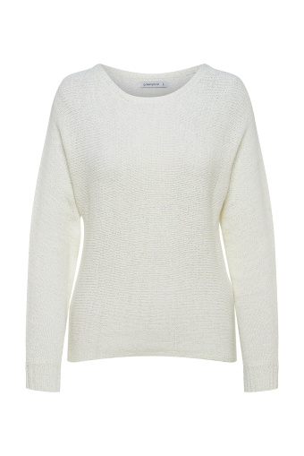 Kremowy, prosty sweter