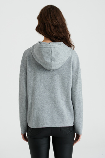 Sweter szary z kapturem