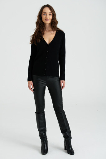 Klasyczny, czarny kardigan z dekoltem w serek