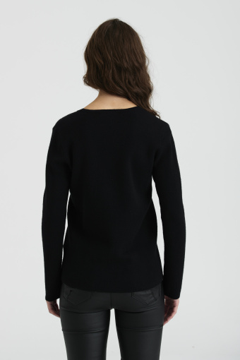 Klasyczny, czarny kardigan z dekoltem w serek