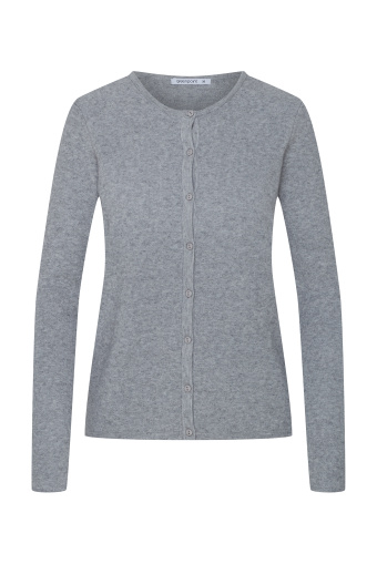 Klasyczny, szary kardigan z okrągłym dekoltem