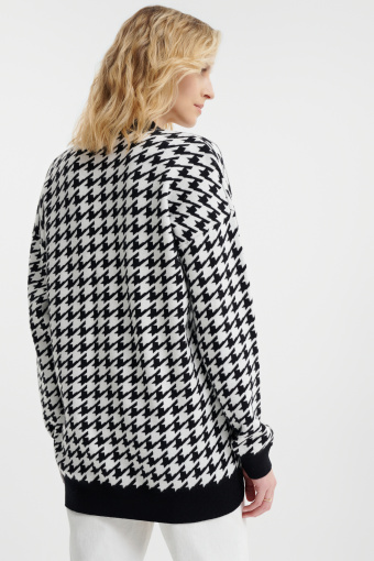 Luźny kardigan w pepitkę