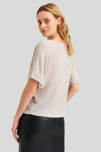 Beżowy sweter z krótkim rękawem