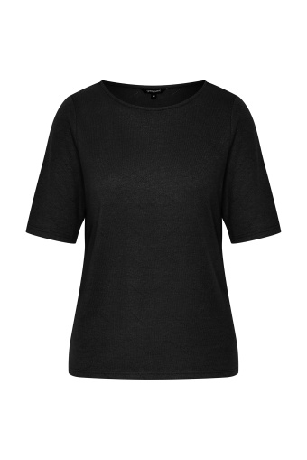 Dopasowany, czarny sweter z rękawem do łokcia