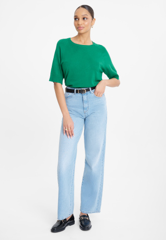 Zielony sweter z krótkim rękawem Zielony sweter z krótkim rękawem