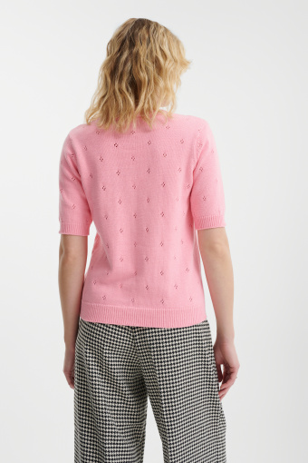 Różowy kardigan z krótkim rękawem