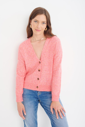 Różowy, krótki kardigan