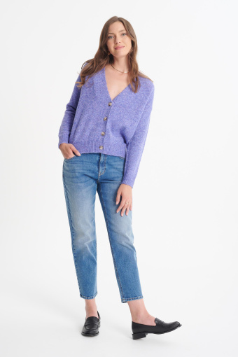 Fioletowy, krótki kardigan oversize