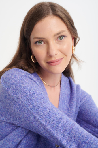 Fioletowy, krótki kardigan oversize