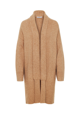 Szeroki kardigan z obniżoną linią ramion, beż