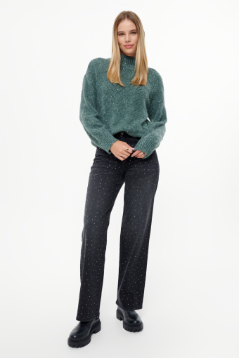 Ciemnozielony półgolf z cekinami Ciemnozielony półgolf z cekinami