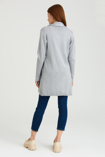 Szary, długi kardigan z wiskozy