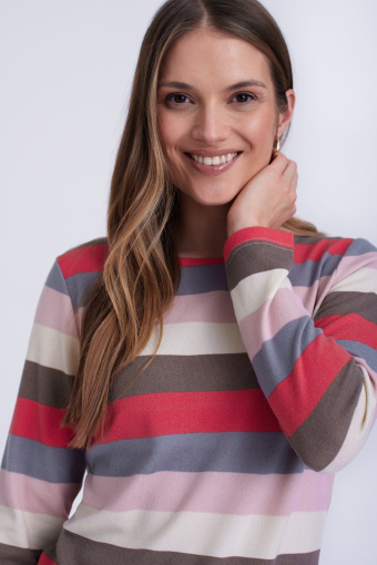 Dzianinowy sweter w pastelowe paski