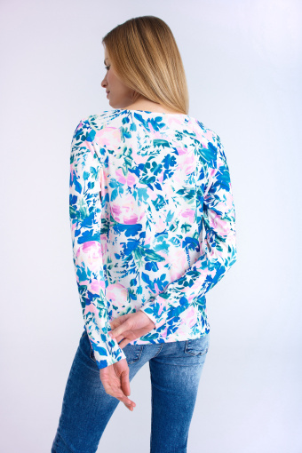 Sweter z nadrukiem w pastelowe kwiaty