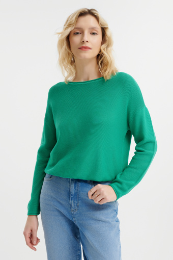 Zielony sweter ze ściągaczem u dołu  Zielony sweter ze ściągaczem u dołu