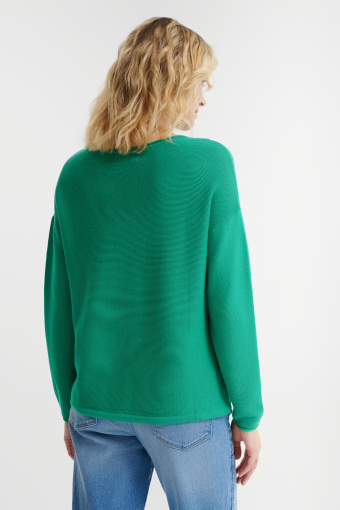 Zielony sweter ze ściągaczem u dołu  Zielony sweter ze ściągaczem u dołu