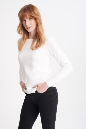 Wiskozowy sweter ecru