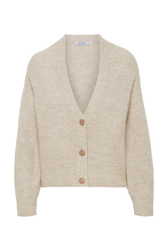 Jasnobeżowy kardigan z ozdobnymi guzikami Jasnobeżowy kardigan z ozdobnymi guzikami