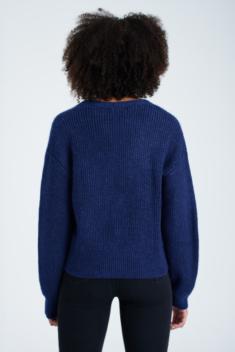 Krótki, ciemnoniebieski kardigan oversize