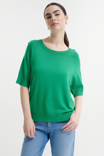Zielony sweter basicowy z krótkim rękawem 