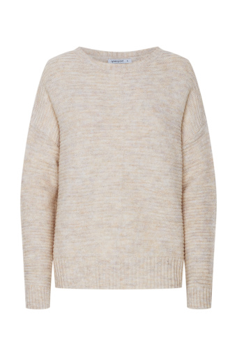 Kremowy sweter z dzianiny strukturalnej w prążek, fason oversize Kremowy sweter z dzianiny strukturalnej w prążek, fason oversize