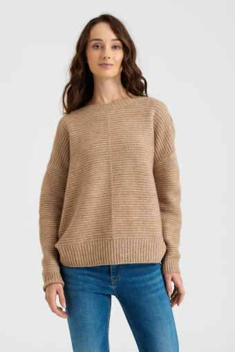 Beżowy sweter z domieszką wełny Beżowy sweter z domieszką wełny